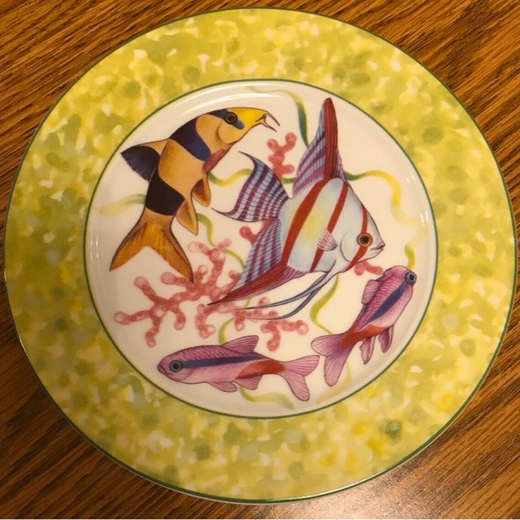 Tropical Fish Appetizer Plates Nautical Vintage Art Porcelain Godinger & Co - Picture 4 of 6